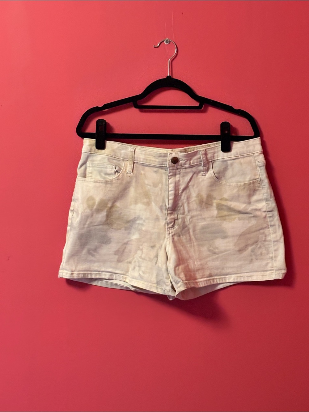 Universal Thread Pastel Tie-Dye Denim Shorts - White with Pastel Accents
